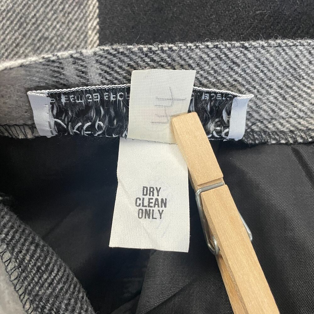 Vtg Pencil Skirt Size 8 Black Gray Plaid Check Midi Office Academia Preppy 90s - Picture 10 of 14